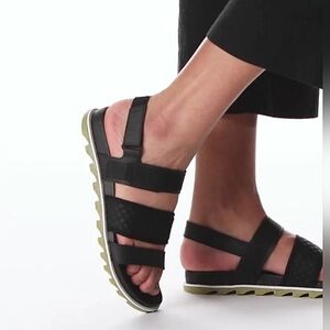 EUC Sorel Roaming Decon Slingback Sandals Black Women 9.5